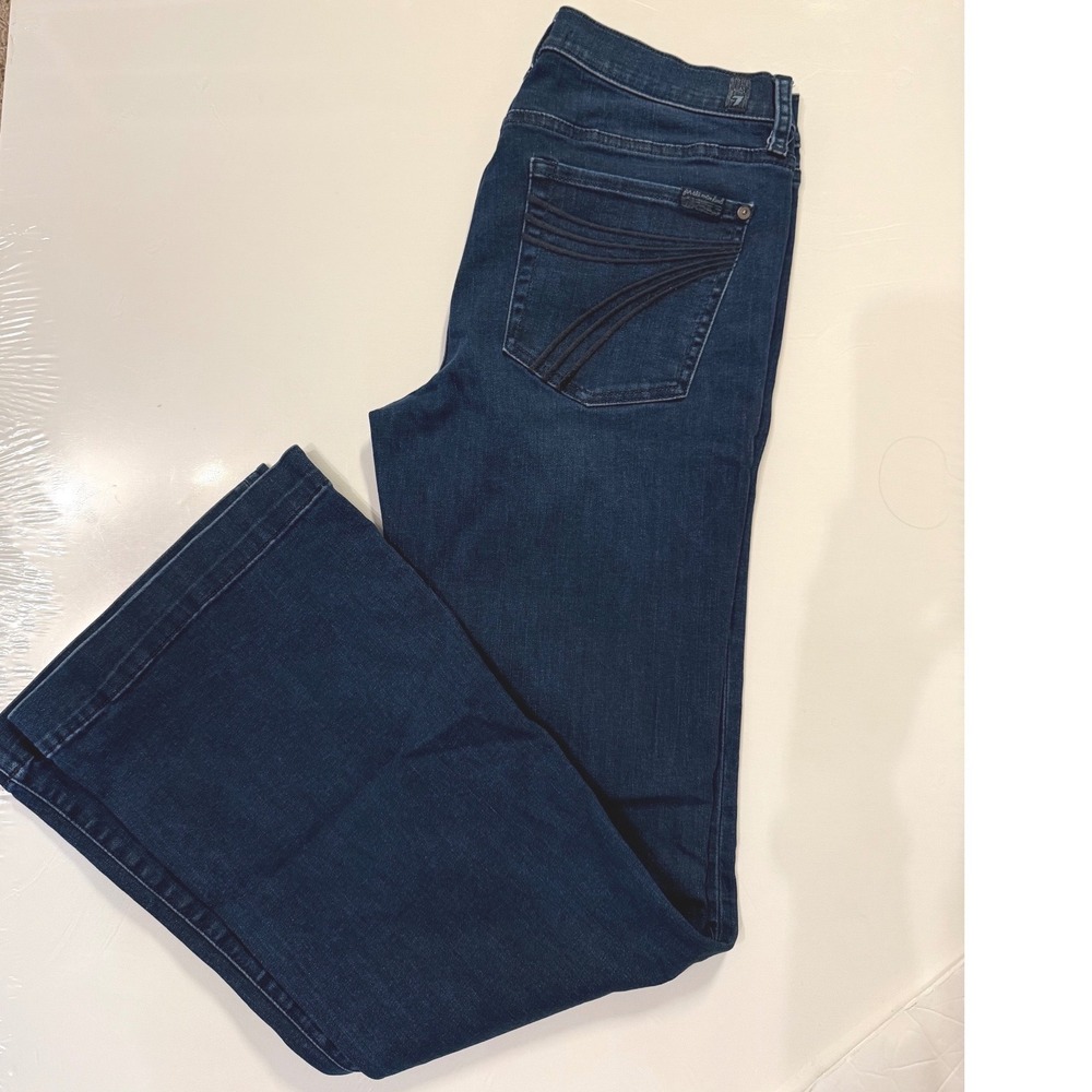 7 For All Mankind Dojo Flare Jeans Santiago Dark Wash Size 31 JSWDC530BS